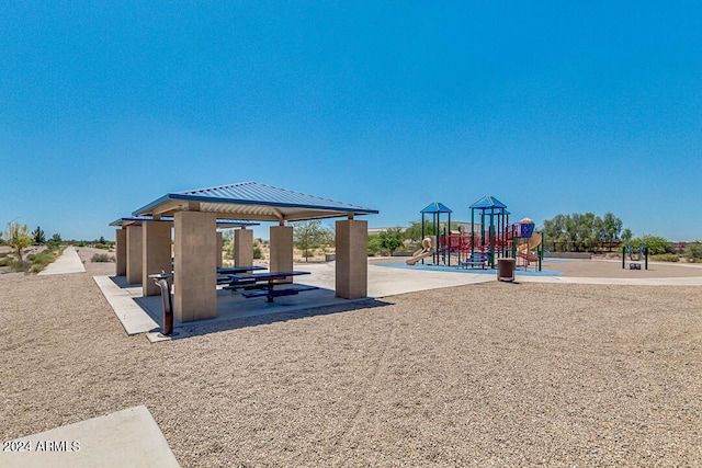 community jungle gym featuring a gazebo