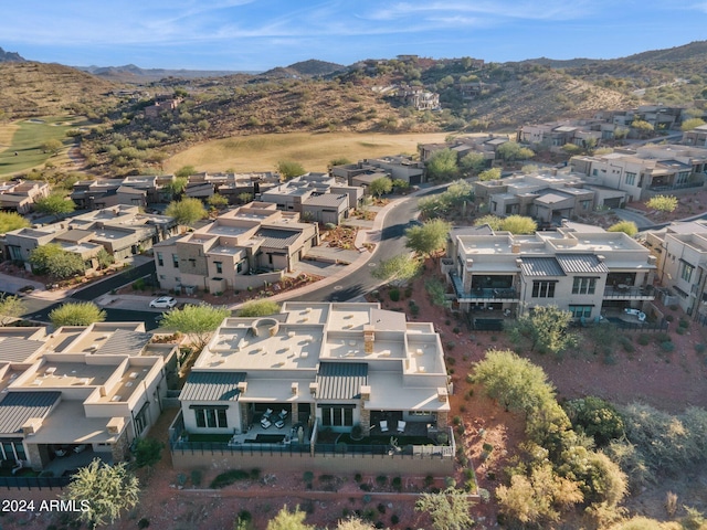 bird's eye view with a mountain view