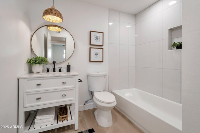 1051 E Millett Ave, Mesa, AZ 85204 - full bathroom with vanity, wood finished floors, and shower / washtub combination
