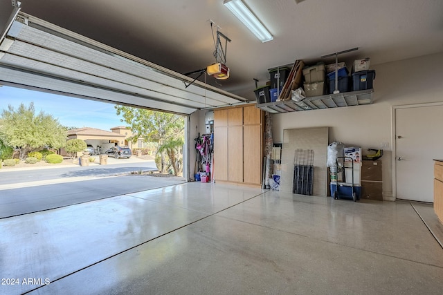 garage with a garage door opener