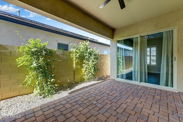 view of patio / terrace with ceiling fan