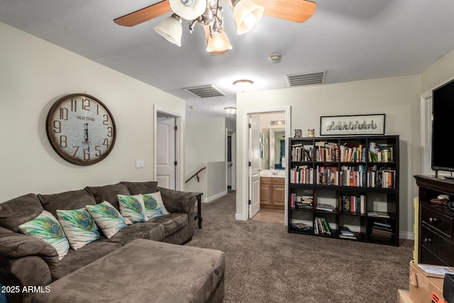 living room with carpet