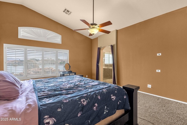 11101 W Wilshire Dr, Avondale, AZ 85392 - carpeted bedroom with lofted ceiling, baseboards, and ceiling fan