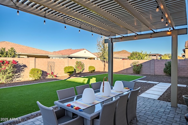 view of patio / terrace featuring a pergola