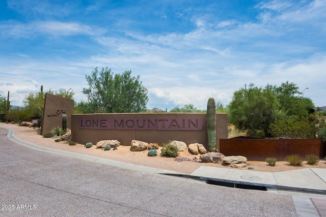 view of community sign