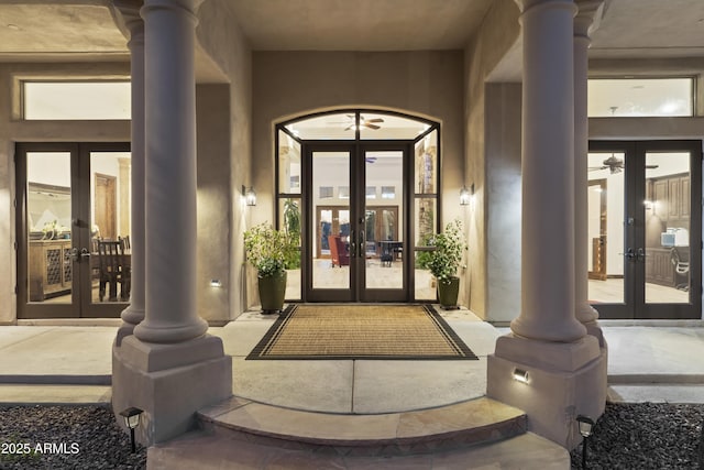 entrance to property featuring french doors