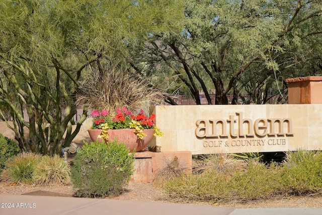 view of community sign