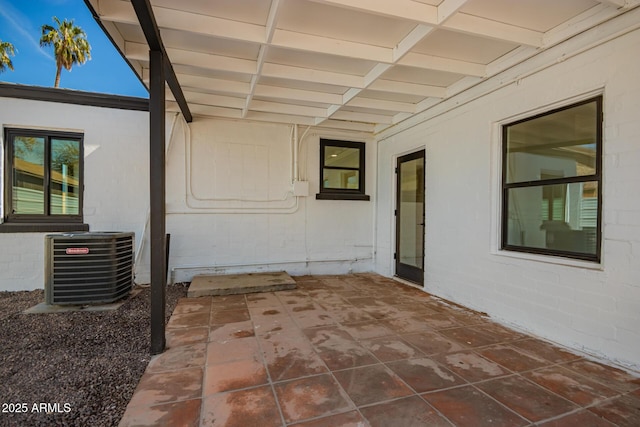 view of patio featuring central AC unit