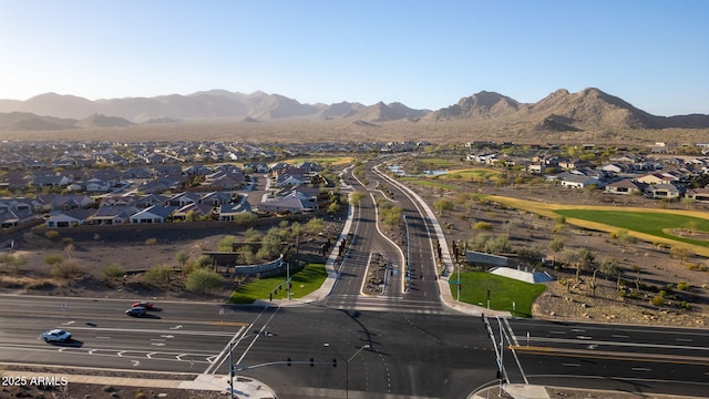 birds eye view of property with a residential view and a mountain view