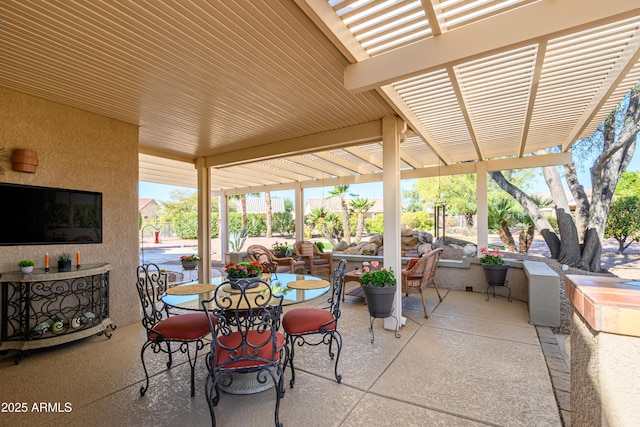 view of patio / terrace featuring a pergola