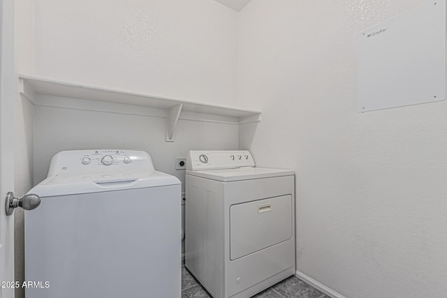 708 E Mule Train Trl, San Tan Valley, AZ 85143 - clothes washing area featuring laundry area, washer and clothes dryer, and baseboards