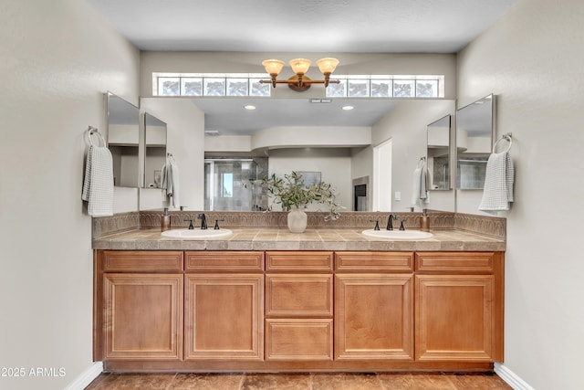 7524 E Leland Cir, Mesa, AZ 85207 - full bathroom with plenty of natural light, double vanity, and baseboards
