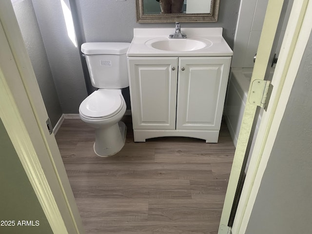 1217 E Hess Ave, Phoenix, AZ 85034 - bathroom featuring vanity, wood finished floors, a tub, and a textured wall
