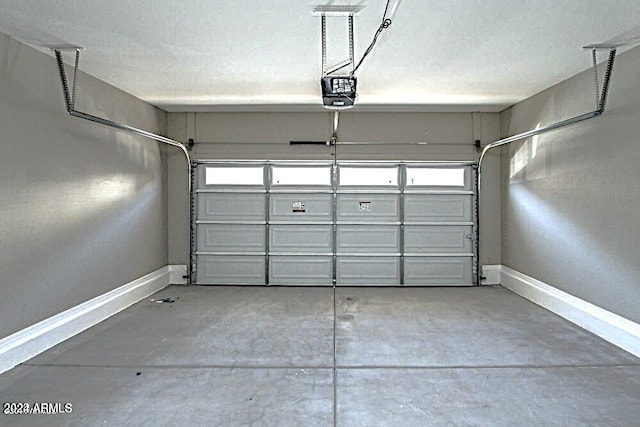 garage with a garage door opener