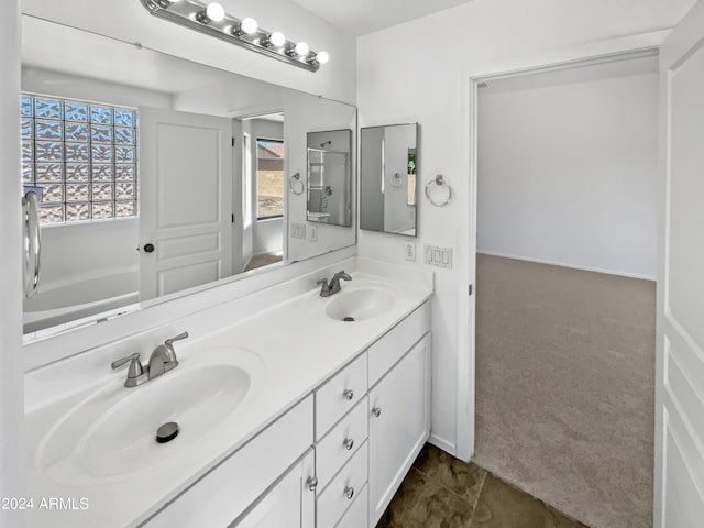 bathroom with vanity and a bathing tub