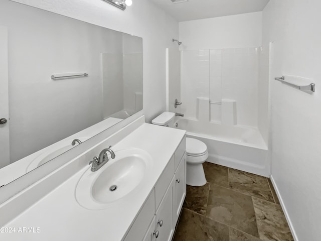 full bathroom featuring vanity, toilet, and shower / tub combination