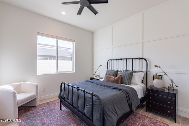 bedroom featuring ceiling fan