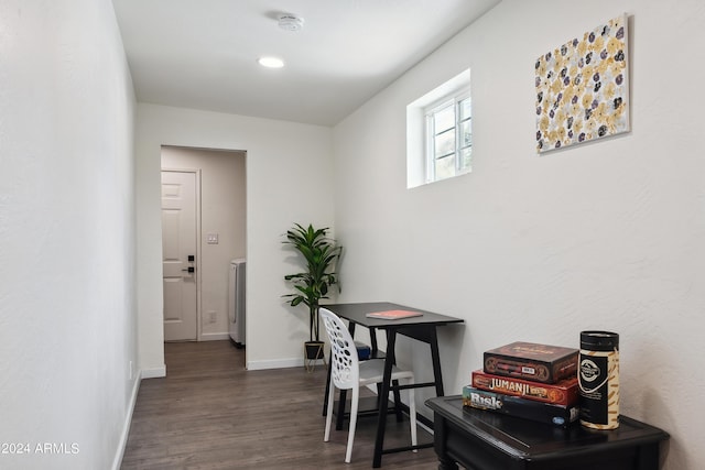 3814 N 36th St, Phoenix, AZ 85018 - hall featuring dark wood-style flooring and washer / dryer