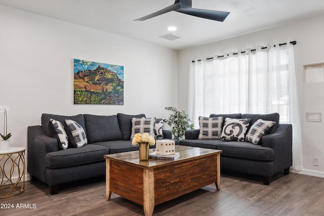 3814 N 36th St, Phoenix, AZ 85018 - living area with ceiling fan and wood finished floors