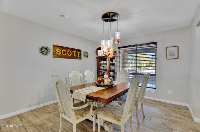 dining area with a chandelier