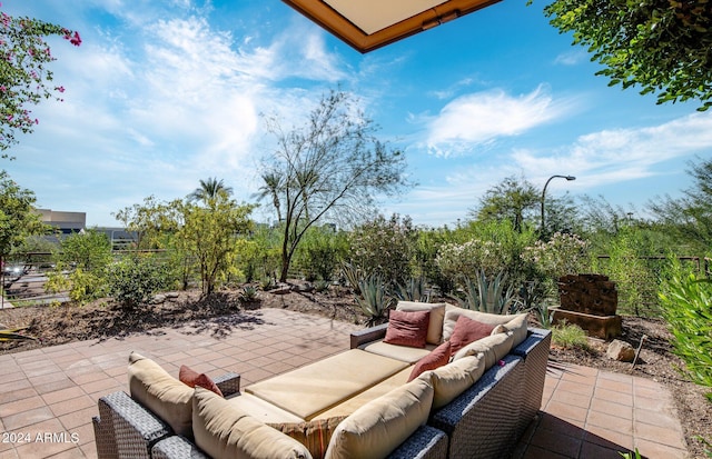 view of patio / terrace featuring an outdoor living space