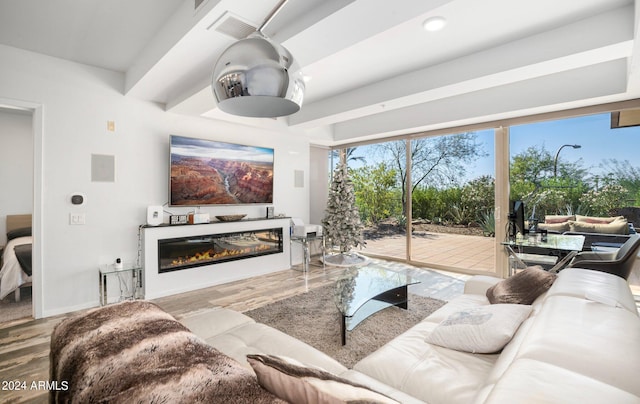 living room featuring light wood-type flooring