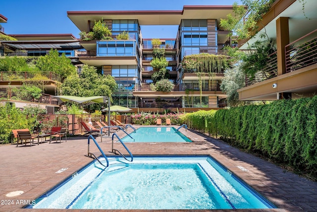 view of pool with a patio area