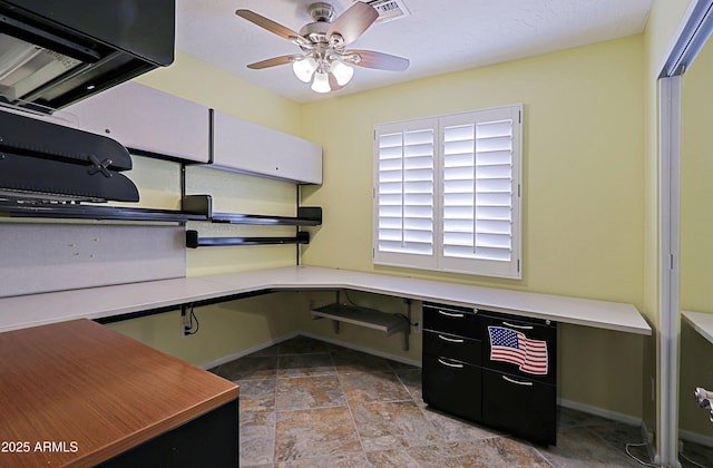 office area featuring ceiling fan