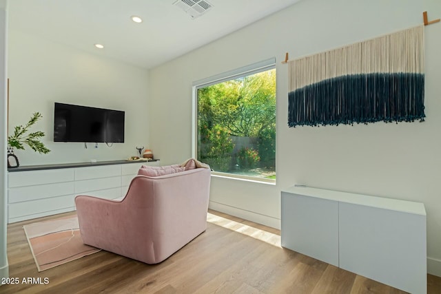 living room featuring light wood-type flooring