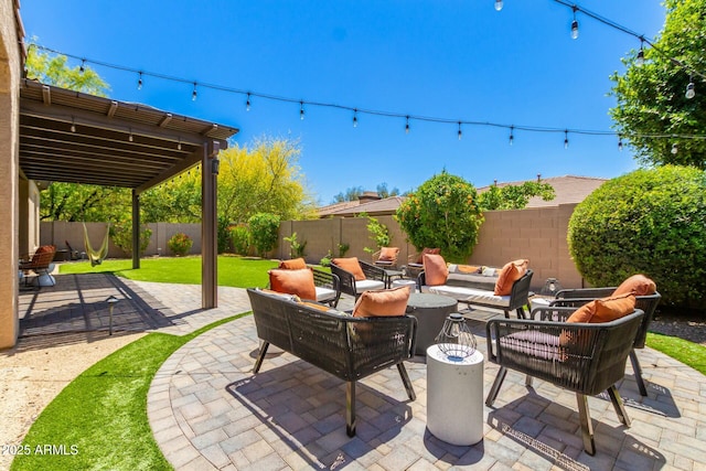 view of patio with an outdoor living space