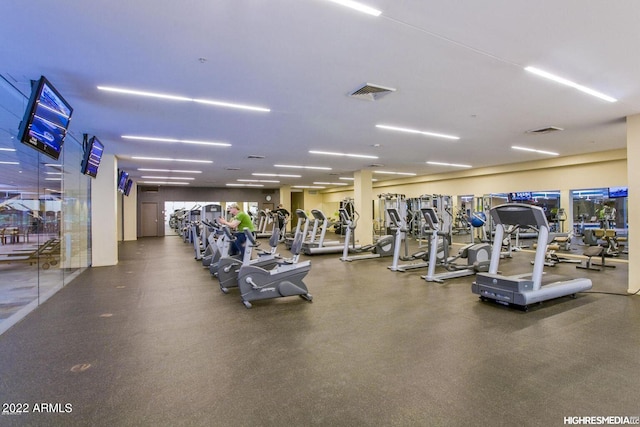 exercise room with visible vents