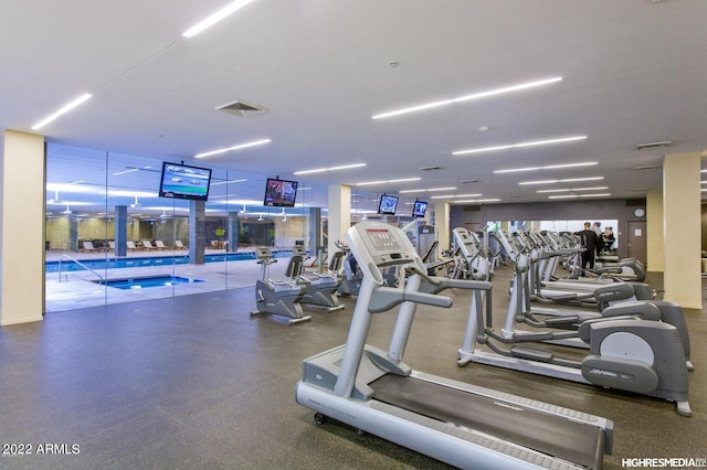 gym with visible vents