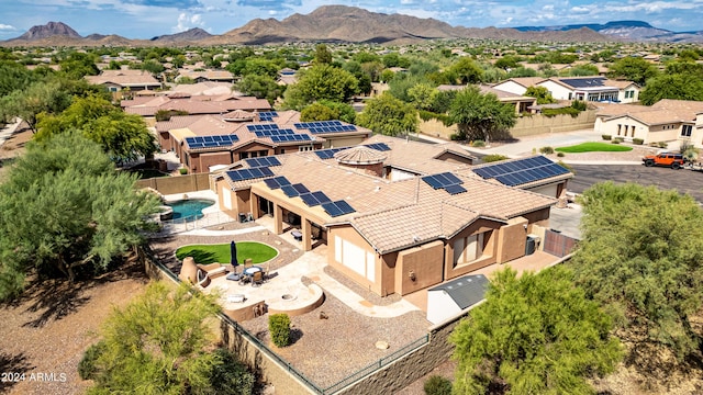 bird's eye view with a residential view and a mountain view