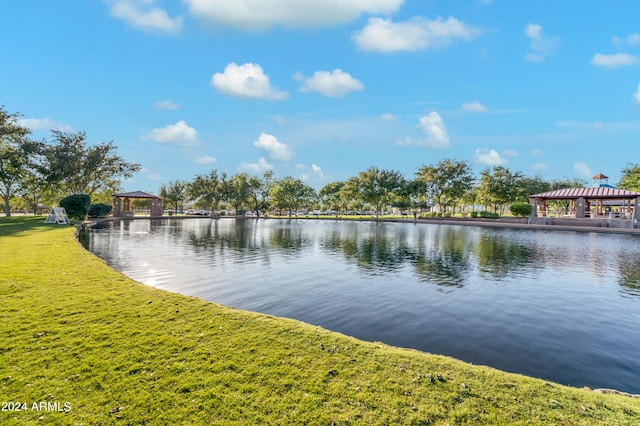 water view with a gazebo