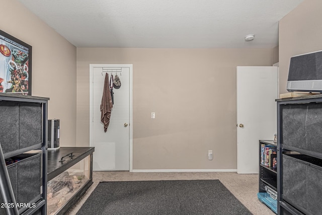 interior space with carpet floors and baseboards