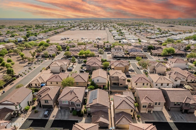 aerial view at dusk of a residential view