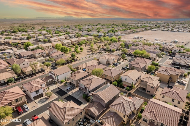 aerial view at dusk of a residential view