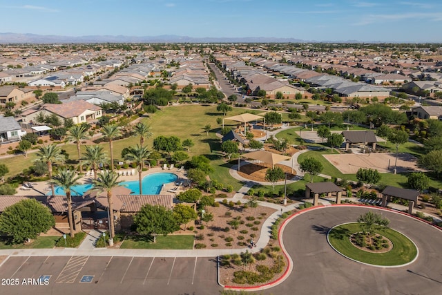 aerial view with a residential view