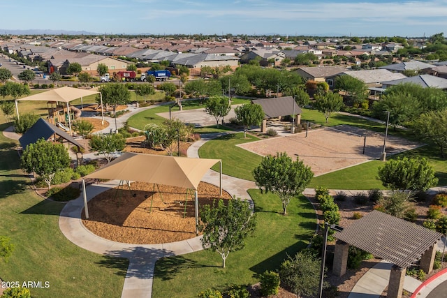 bird's eye view with a residential view