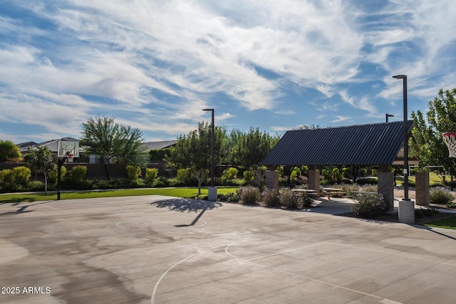 exterior space featuring community basketball court