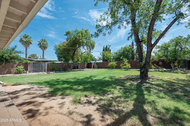 view of yard featuring a fenced backyard