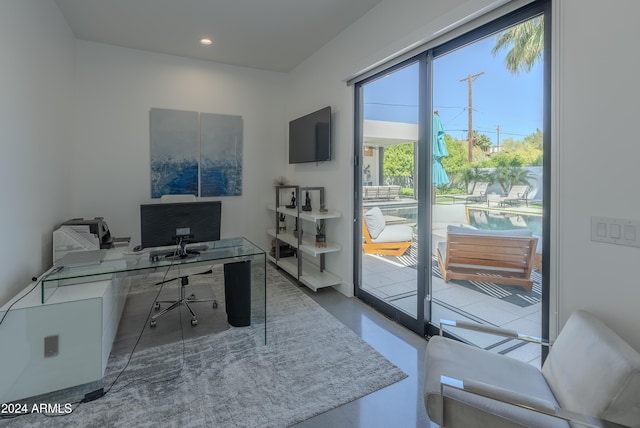 office with concrete floors