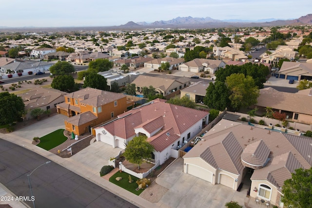 aerial view with a mountain view