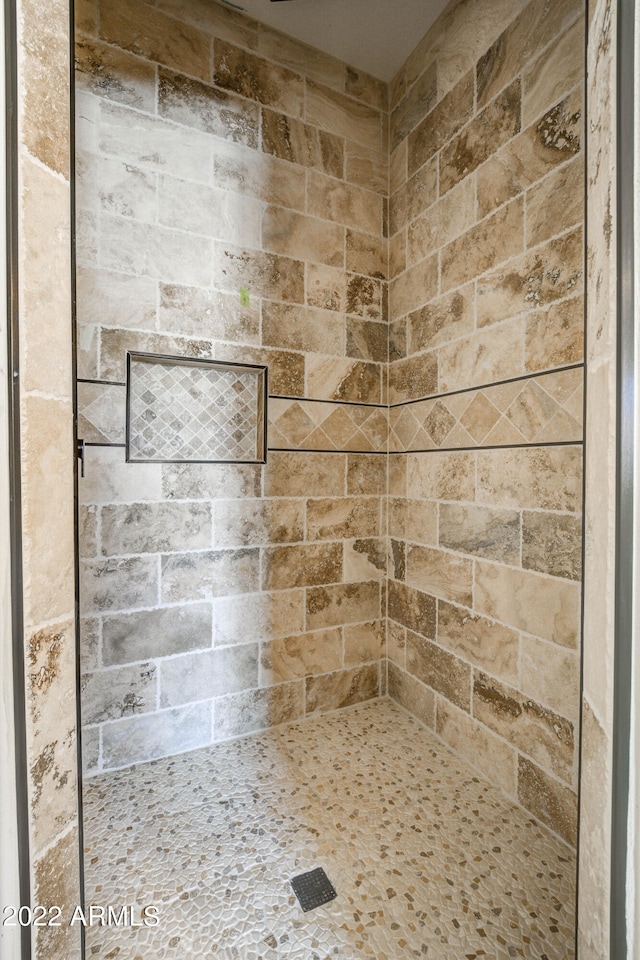 bathroom with a tile shower