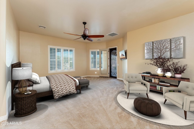 7969 S 172nd St, Queen Creek, AZ 85142 - bedroom featuring carpet flooring, access to exterior, baseboards, and a ceiling fan