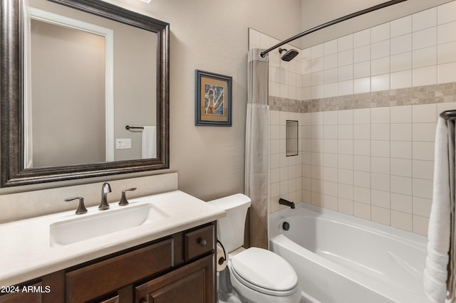 full bathroom featuring vanity, toilet, and shower / bath combo