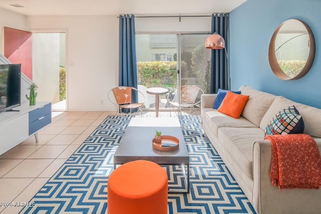 view of tiled living area