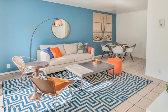 view of tiled living area