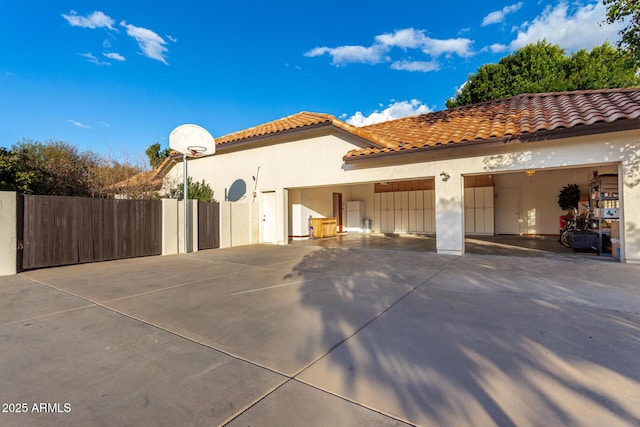 exterior space featuring a garage