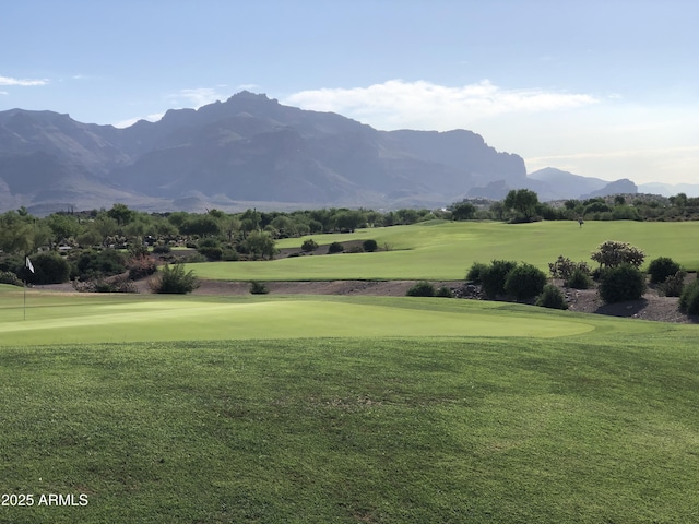 7751 E Golden Eagle Cir, Gold Canyon, AZ 85118 - surrounding community featuring view of golf course, a mountain view, and a lawn